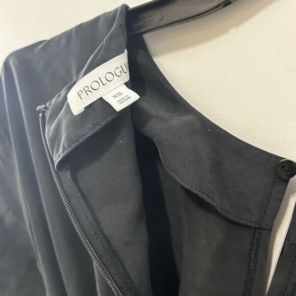 NWOT Prologue Elegant Black Microsuede Black Twist Tie Midi Dress - Picture 2 of 3